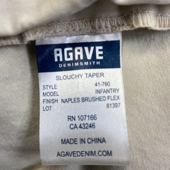Agave Slouchy Taper Cargo Pants Men's Size 38 Twill Beige - Picture 4 of 9